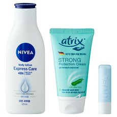 NIVEA 妮維雅 極致保濕 護唇膏 4.8g + 身體乳液 125ml + 護手霜 75ml 套組 No.3, 1套