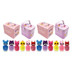 Twomini Friends 水性指甲油錫盒套裝, Twinkle Pink（貓），Lemon Yellow（小雞），Lavender（小狗），Peach Pink（兔子），Twinkle Blue（倉鼠），Twinkled（狐狸）, 2組