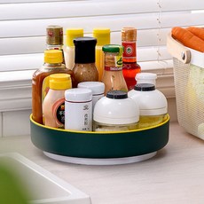 Soul Reviving 防滑多功能旋轉托盤大號, 綠色 黃色, 1入