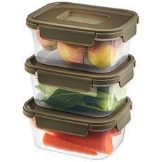 코멧 홈 국내생산 눈금이 있고 겹쳐서 보관하는 편리한 BPA FREE 밀폐용기, 3개, 920ml