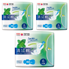 康乃馨 清涼棉衛生棉, 3包, 夜用極長型 40cm, 6片