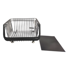 京太陽 3層碳鋼落地收納籃架, 大容量透氣保鮮, 帶滑輪, 67.5c x 41.8 x 36.5cm, 黑色, 1個