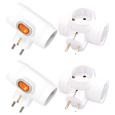 五星精密 T字型3孔開關延長線 OSTS316, 混色, 4個