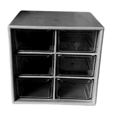Misoroun 多用途抽屜多功能收納盒 6格 12.2 x 11.8 x 9.7 cm, 3欄, 黑色