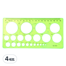 마다꾸미 컬러 도형 원형자, 03 그린(원형자), 4세트