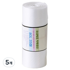 뜯어쓰는 배접형 다용도 분리수거 재활용 롤백 비닐 실속 쓰레기봉투 35p, 5개, 80L
