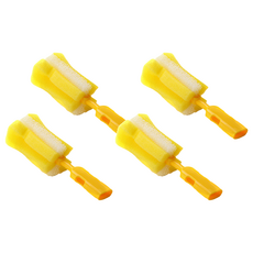 PiYOPiYO 小鴨 組合式奶瓶刷專用刷頭 替換型刷頭 柔軟海綿不易刮傷奶瓶 台灣製, 黃色, 4支