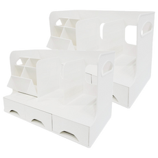 FAmILyLIFE 生活 斜插式附抽屜筆筒書架收納盒 A-167-W 37 x 21 x 23.5cm 1.3kg, 純白色, 2個