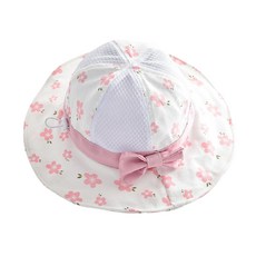兒童款透氣防曬遮陽帽 粉色小花 精緻蝴蝶結