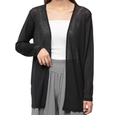 CARET 女款針織薄外套 - 輕盈透氣, FREE SIZE, 黑色