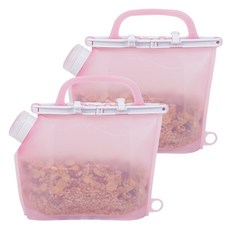 inbloom 矽膠雜糧桶與高湯儲存袋 1.5L, 粉紅色, 2個