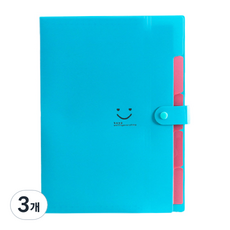 스마일리 아코디언파일 5칸 A4, 청록, 3개