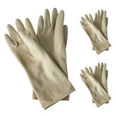 Modern House 現代寬版雙手通用橡膠手套組, 大(L), 淺灰色, 3套