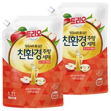 트리오 발효식초 담은 친환경 주방세제 애플향, 1.2L, 2개