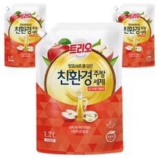 트리오 발효식초 담은 친환경 주방세제 애플향, 1.2L, 3개