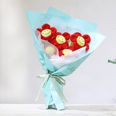 아스파시아 조화 소피 스마일 꽃다발, 레드, 1개