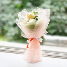 아스파시아 조화 리아나 튤립 뜨개꽃 한 송이 꽃다발, 옐로우, 1개