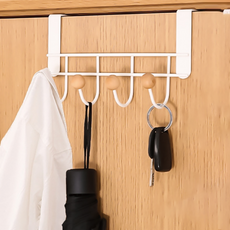 門後衣帽掛鈎, 簡約白, 經典黑, 鐵+木頭, 22.2cm, 1組