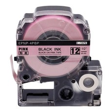 EPSON NEXTPAGE 副廠標籤帶 12mm LK-4PBP 適用於 EPSON 標籤機, 粉紅底黑字, 5m