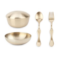 嬰幼兒銅製宴會餐具5件組, 單色, 5種餐具