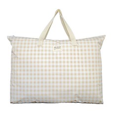 孩童幼稚園用滿版印花防水棉被收納袋, 8號 米色格紋款