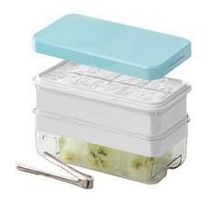 Simple Line PUSH 按壓式特大號製冰盒 2層16格, 1個, 藍色