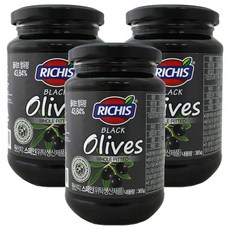 RICHIS 瓶裝黑橄欖, 3個, 365g