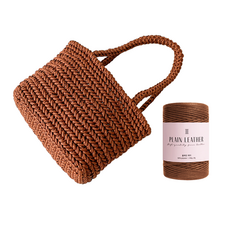 WoolClub 編織 DIY 材料包 人字紋龍鱗包 影片教學 + 素面皮革套組, 1套, 10 棕色