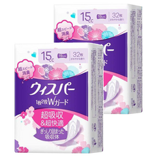 Whisper 好自在 女性專用二用衛生墊 15cc 19cm 32片 超吸收&超快適 超快速消臭, 2包