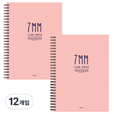 톡톡팬시 7mm라인 스프링노트, 핑크, 12개입