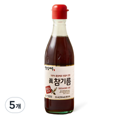 밥상마루 100% 참깨로 만들어 진한 참기름, 350ml, 5개