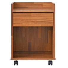 HOPMA 合馬家具 單抽活動桌邊櫃,床邊桌/書邊櫃/多處可擺設, 拼版柚木, 1個