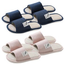 LIFE LANCE 亞麻室內拖鞋 2雙組, 海軍藍色+粉色, 2組