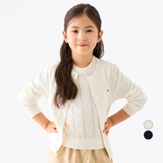 Tommy Hilfiger 兒童迷你麻花圓領開襟衫