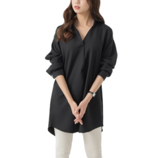 CARET 女款長版襯衫, 黑色, Free Size