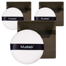 Mustaev 高級粉撲 粉撲 大號, 白色, 3個