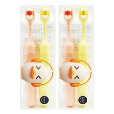 RAOYI 彩東兒童萬毛牙刷 R364, 粉黃, 2支, 2組