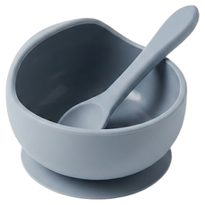 coaa-coaa 矽膠湯碗/匙組, 湯碗 + 湯匙, 純水藍, 1組
