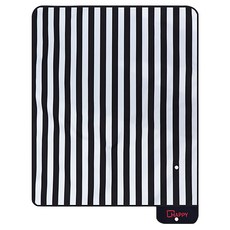 Derhappy 包包一體式雙面防水單人野餐墊, 條紋黑