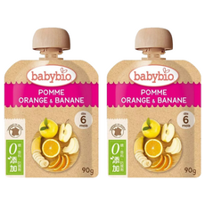 babybio 生機蘋果香橙香蕉纖果泥, 90g, 2包