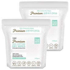 네이쳐러브메레 프리미엄 순면 아기 건티슈 리필형, 60g, 200매, 2개