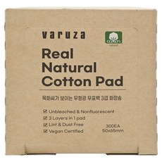 VARUZA 化妝棉 50x65 毫米 三層 無漂白劑 無螢光劑, 300片, 1盒