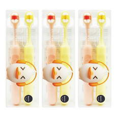 馬卡龍色幼兒小頭超細萬毛軟毛牙刷, 粉黃, 2支, 3組