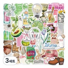 다다랜드 맥북 캐리어 꾸미기 감성 스티커 50p 세트, 그린, 3세트