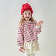 WALTONKIDS 女童條紋刷毛T恤