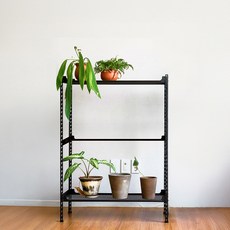 아임랙 녹방지 철제 화분 슬림랙 + 휨방지 보강대 2p + ㄷ자 보강대 세트 800 x 300 x 1200 mm, 무드블랙, 2단