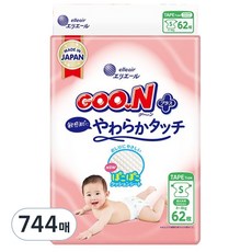 GOO.N 大王 PLUS 柔軟觸感黏貼型尿布, 744張, 小號(S)