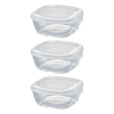 HARIO 好璃奧 方形透明色玻璃保鮮盒組, 3個, 1組