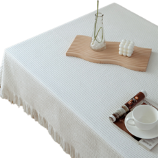 Titan 鬆餅格紋桌布 正方形, 90 x 90 cm, 白色