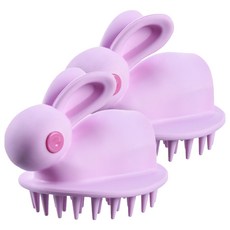 Double J 可愛兔子頭皮護理洗髮梳, 2個, 粉紅色